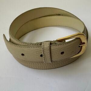Women’s Snakeskin Embossed Genuine Leather Belt Size L Neutral Minimalist Chic